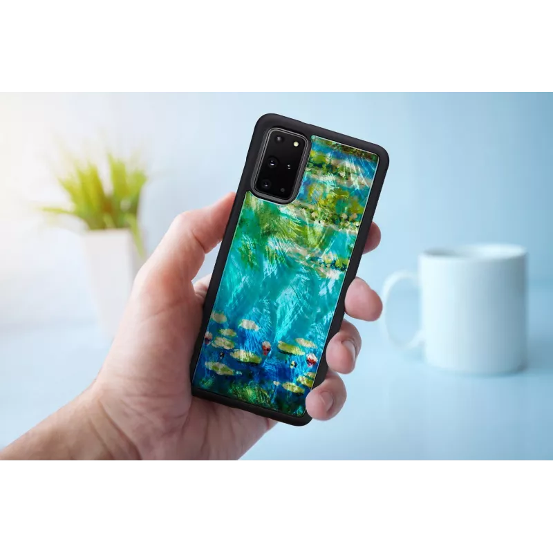 Capa para telefone iKins para Samsung Galaxy S20+ — design nenúfares preto