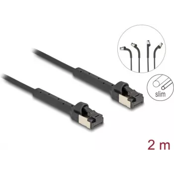 Cabo de rede DeLOCK RJ45 fino Cat.6A U/FTP 2 m preto