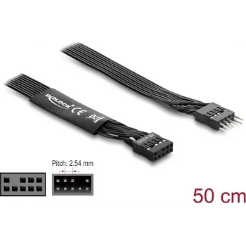 Cabo paralelo DELOCK 86055, 1 x 9 pinos para 1 x 9 pinos, preto, 0,5 m