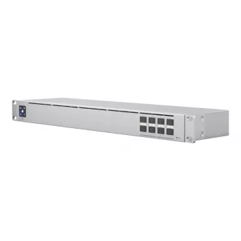 Switch de rede L2 Gerido UBIQUITI USW-Aggregation — 8 slots SFP+, suporte 10G, sem ventoinha, rack 1U, prateado