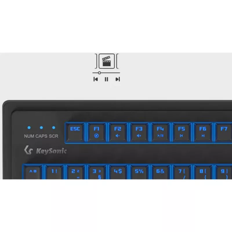 Teclado mecânico com fio tamanho completo KeySonic KSK-8202ELU-T (DE) — USB, layout alemão, preto