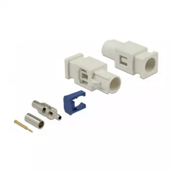 Conector coaxial DELOCK 89756 — FAKRA B macho, contactos dourados, 9,4×25,6×7,4 mm