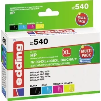 Edding EDD-540 – compatível – tinte à base de pigmento – preto – ciano – magenta – amarelo – HP – multipack – OfficeJet PRO 6230 – 6830 – 6830c (18-540)