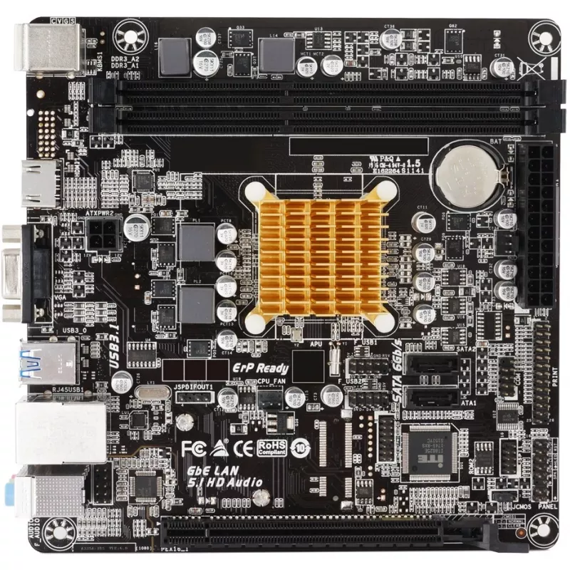 Biostar A68N-2100K - Motherboard - Mini-ITX - AMD E1 6010 - USB 3.2 Gen 1 - Gigabit LAN - Gráficos integrados - HD Audio (8 canais)