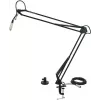 Braço de microfone de mesa Omnitronic TMA-2, regulável em altura, preto, suporte de fixação de mesa