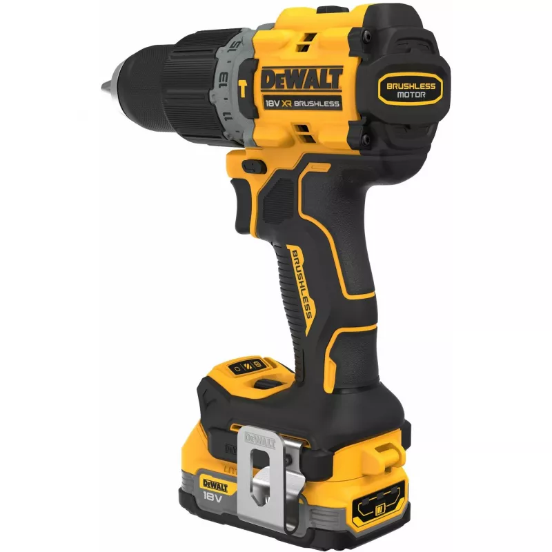 DeWALT DCD805E2T-QW berbequim de percussão a bateria, 18 V, 2x POWERSTACK Li-Ion 1,7 Ah, 90 Nm, 2000 rpm, 34.000 impactos/min, bucha de aperto rápido, mala T STAK, 1,34 kg, amarelo/preto