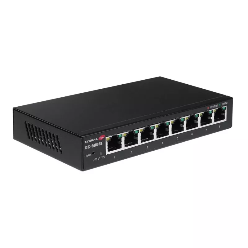 Switch de rede Edimax GS-5008E gerido Gigabit Ethernet (10/100/1000) preto