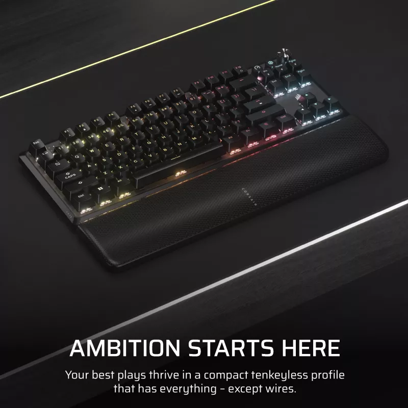 Teclado Corsair K70 CORE TKL Gaming USB + RF Wireless + Bluetooth QWERTZ alemão preto