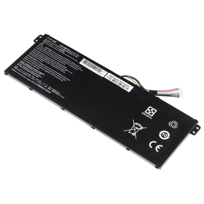 Bateria Green Cell AC52 para Acer Aspire E11 ES1-111M ES1-131 E15 ES1-512 Chromebook CB3-111 CB5-311, 11,4V 2200mAh Li-Ion, 3 células, preta