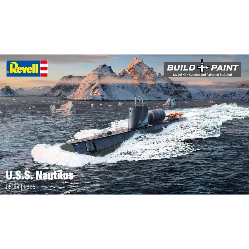 Maquete de navio em plástico REVELL U.S.S. Nautilus escala 1:305, kit 05184