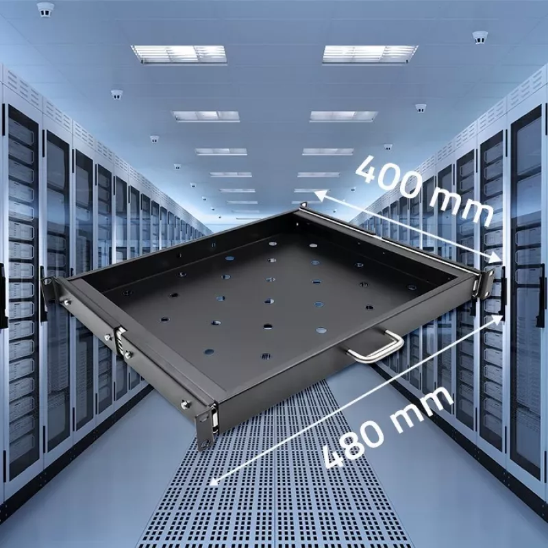 Qoltec 54509 prateleira deslizante de aço para rack, 600x600, preto
