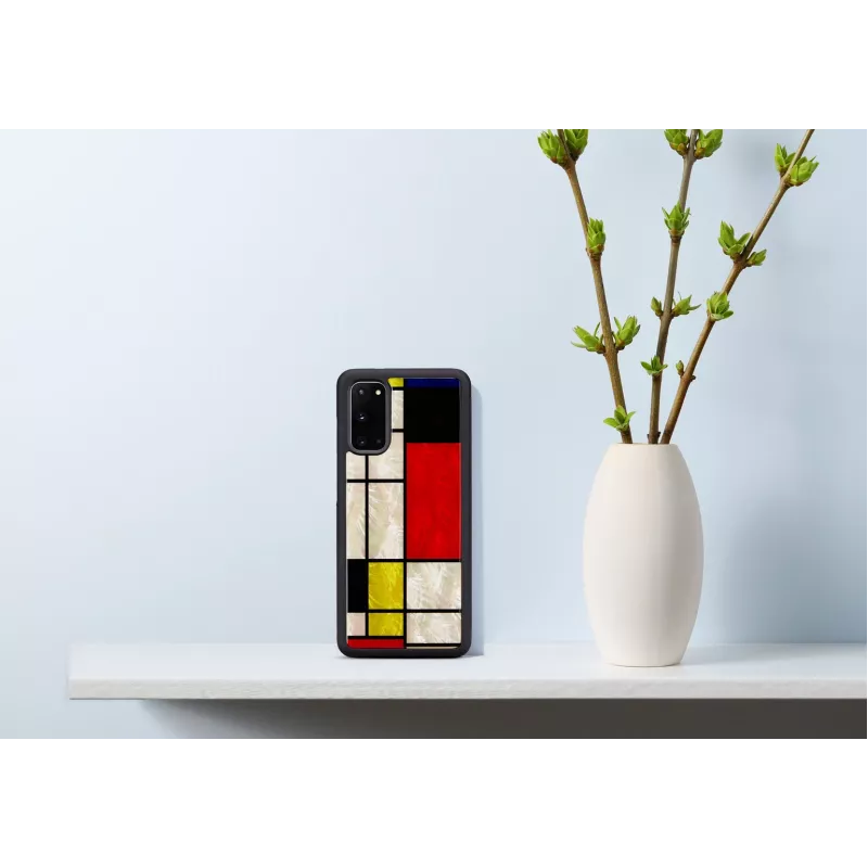 Capa de proteção iKins para Samsung Galaxy S20, preto design Mondrian