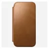 Capa tipo carteira para telemóvel Nomad Modern Leather Folio para iPhone 17 Pro Max – tan, compatível com ecrã até 17,5 cm (6,9 polegadas), 4 compartimentos para cartões