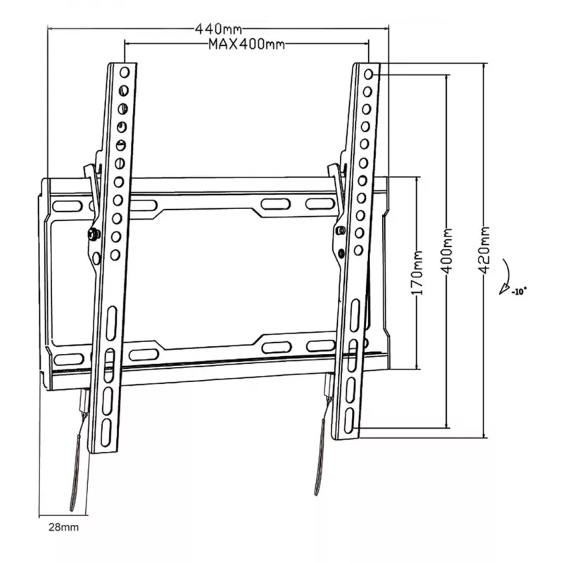 Suporte de parede para TV Maclean MC-412 32 -70 VESA 400x400 45kg inclinável universal ajustável nível de bolha acessórios de montagem