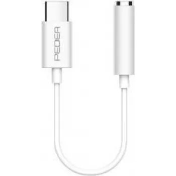 Adaptador de áudio jack PEDEA USB-C para tomada de auscultadores 3,5 mm, branco
