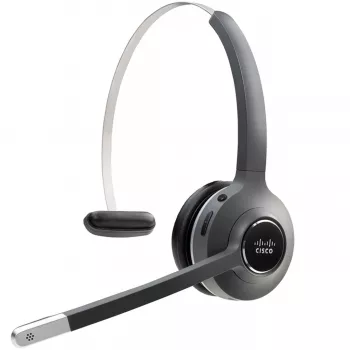 Headset Cisco 561 — headset DECT sem fios monoaural on-ear com estação base, 50–18.000 Hz, alcance de 100 m, 74,5 g, charcoal