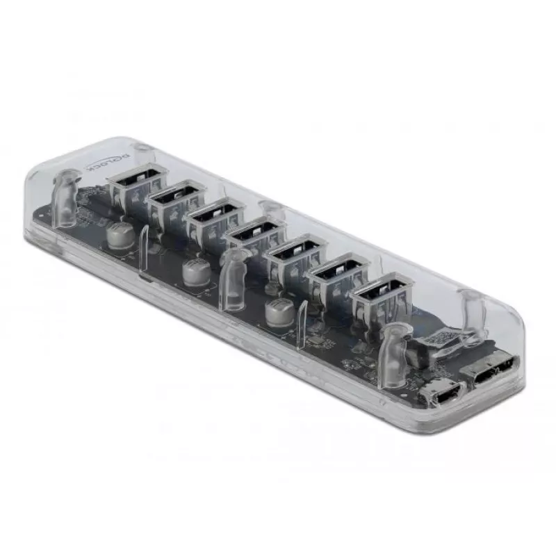 Hub USB DeLOCK 64088 Transparente USB 3.2 Gen 1 Micro-B