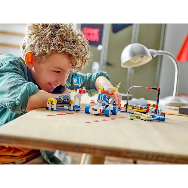 Brinquedo de construção LEGO Conjunto 72035 Super Mario Mario Kart Oficina do Toad, níveis interativos e figuras