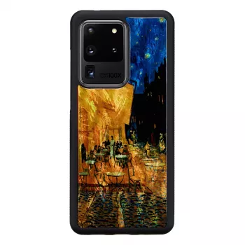 Capa para telefone iKins para Samsung Galaxy S20 Ultra — preto, modelo 'Cafe Terrace'