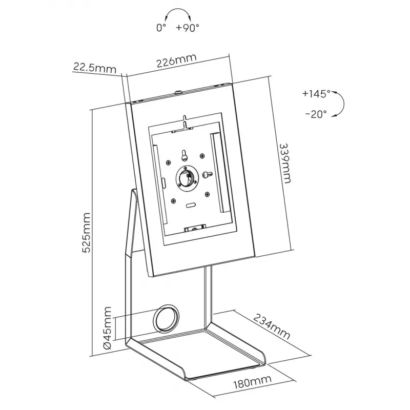 Suporte POS para tablet e impressora de recibos MACLEAN MC-336 – suporta dispositivos até 1 kg