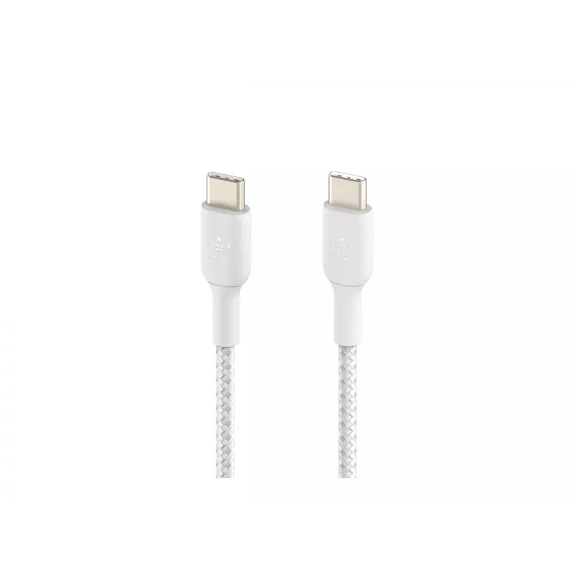 Cabo trançado USB-C para USB-C 1 m branco