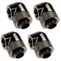 Adaptador XSPC 90° G1/4 polegadas macho para G1/4 polegadas fêmea, rotativo, preto cromado, pack de 4