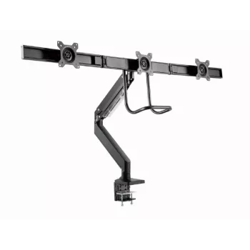 Suporte de monitor de secretária GEMBIRD MA-DA3-03, 3 braços, mola a gás, VESA 75–100x100, suporta 3 ecrãs até 27 polegadas, máx. 18 kg, preto