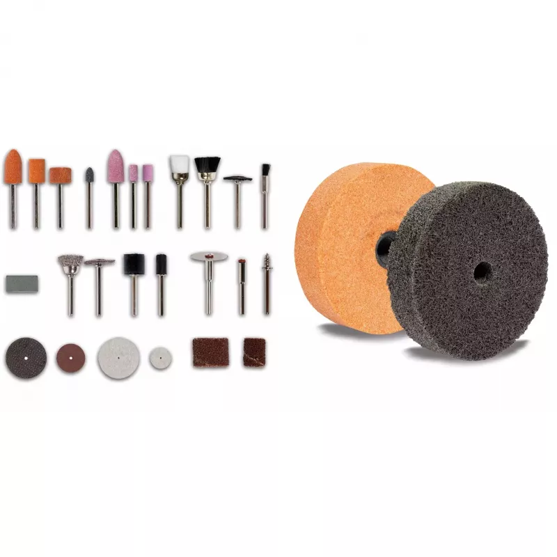 Máquina de lixar de bancada TC-XG 75 Kit (vermelho/preto, 150 Watt, conjunto abrangente de acessórios para trabalhos de polimento e lixagem)