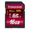 Cartão de memória flash Transcend 16GB SDHC Classe 10 UHS-I 600x TS16GSDHC10U1