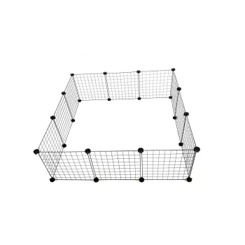 Parcão para cães C&C Modular 145×75×37 cm – caixa modular para interior/exterior, construção modular de placas, preto