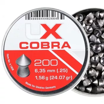 Esferas diabolo UMAREX Pointed Ribbed Shot Cobra 6,35 mm, 1,56 g, prateado, 200 unid.