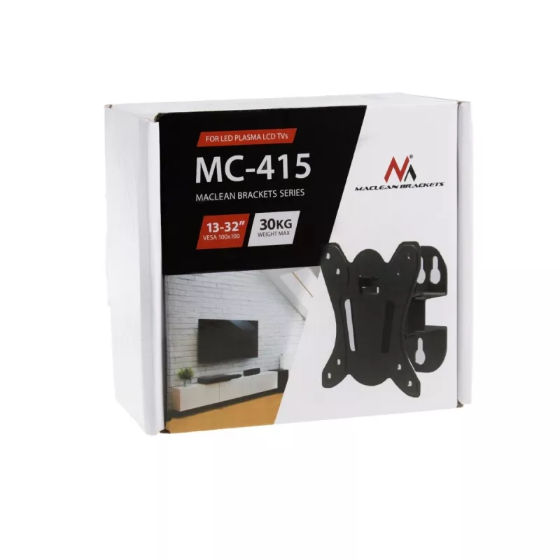 Suporte de parede para TV MACLEAN MC-415 para ecrãs de 13–32 polegadas, VESA 100×100, capacidade de carga 30 kg