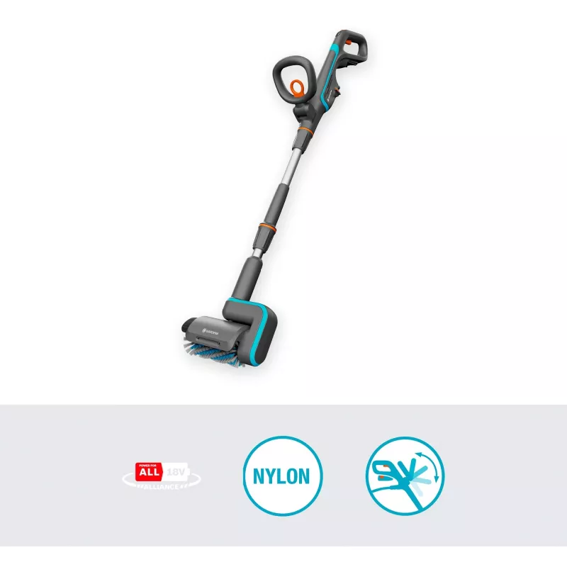 Limpa-terraços multiusos a bateria AquaBrush Patio 18V P4A solo, limpa-pavimentos cinzento/turquesa, sem bateria e carregador, POWER FOR ALL ALLIANCE
