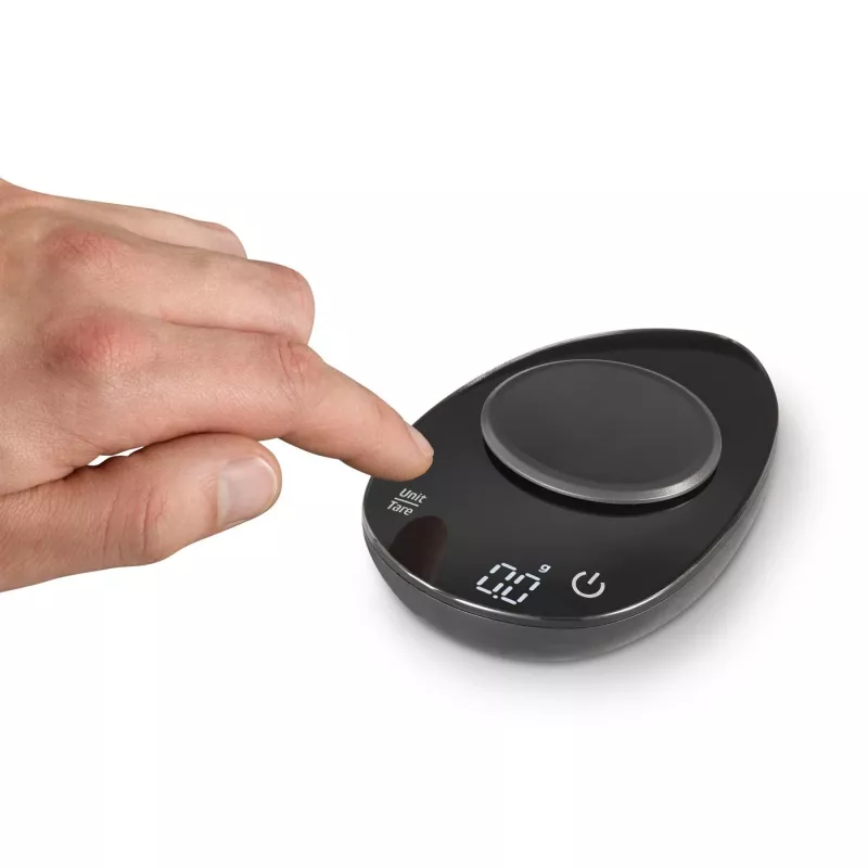 Balança de cozinha Caso FinoCompact 03201 — capacidade 0,5 kg, divisão 1 g, visor LED, aço inoxidável/preto
