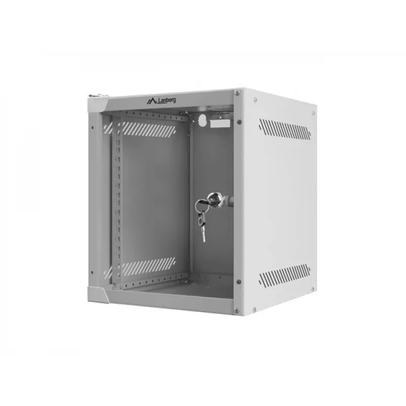 Lanberg WF10-2306-10S armário rack de parede de 10" 6U, 336×280×310 mm, porta de vidro, 20 kg, cinzento (RAL 7035)