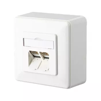 BTR Tomada de dados E-DAT C6A, Cat.6A, 2 vias, sobrepor, branco puro RAL 9010 Para ligação de 2 PCs (130C380002-I)