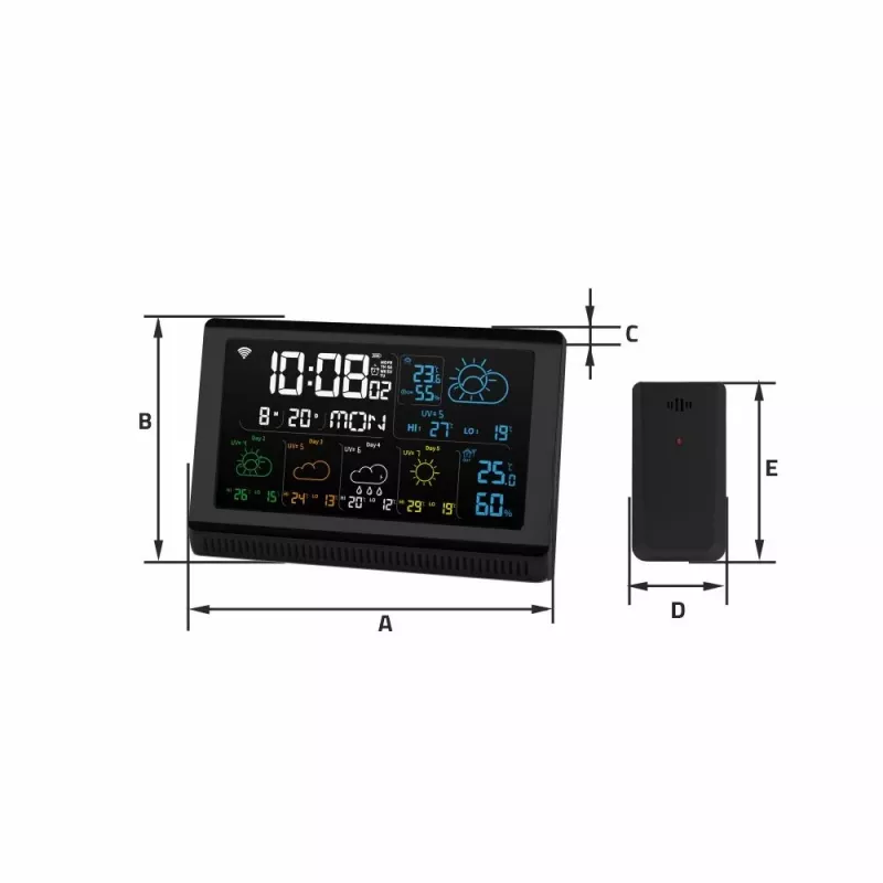 Manta MTO200B Windy Smart estação meteorológica com sensor exterior, Wi-Fi, preta