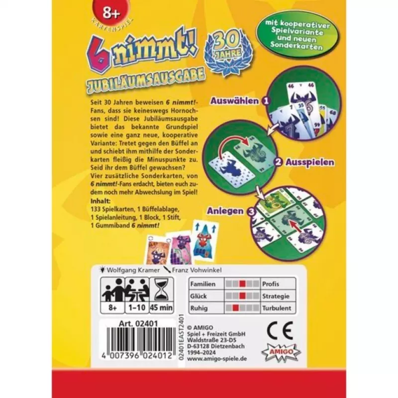 Amigo 6 nimmt! edição 30 anos, jogo de cartas