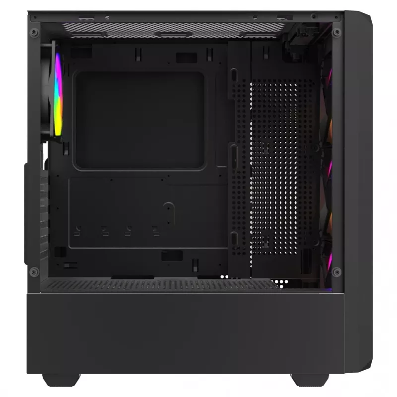Savio Noctis Glass RGB Cube caixa para PC, ATX/Micro-ATX/Mini-ITX, frente de vidro temperado, ventoinhas RGB, preta