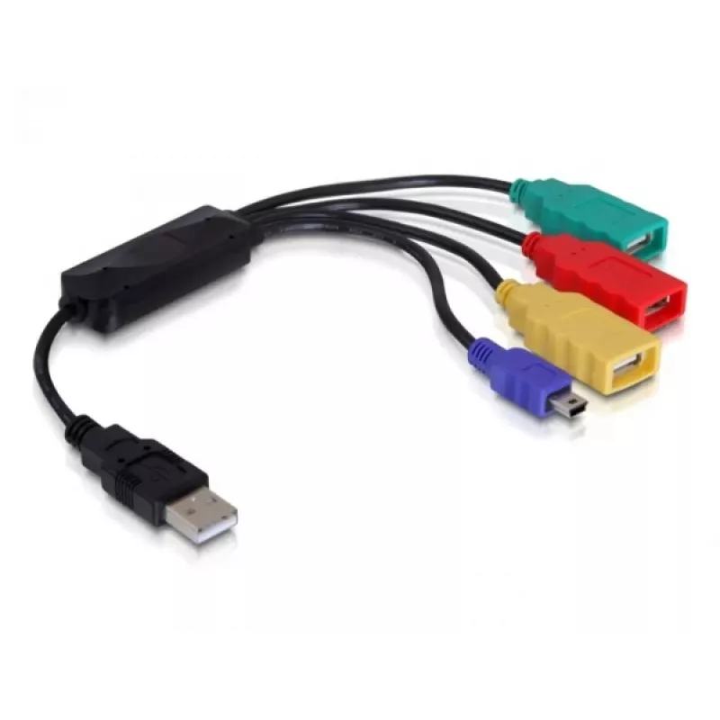 DeLock Hub USB 2.0 externo de 4 portas - Hub - 4 x USB2.0 - Desktop (61724)