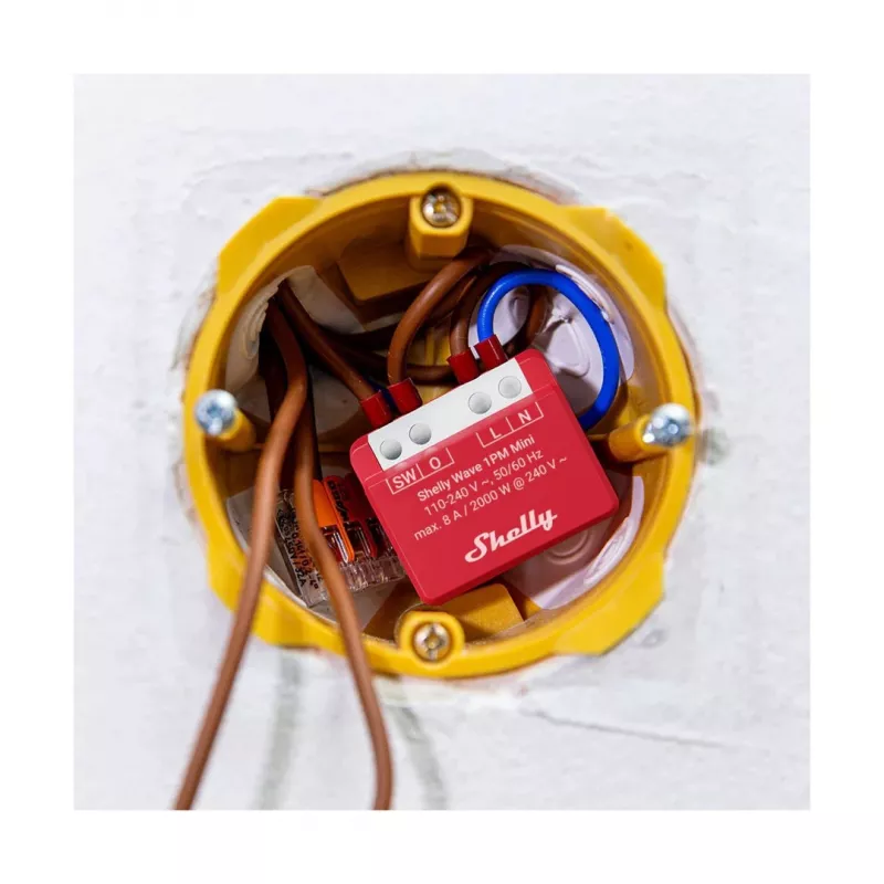 Shelly Wave 1PM Mini LR relé Z-Wave com medição de potência
