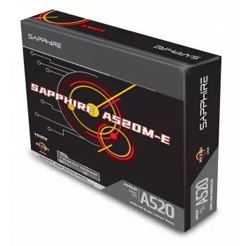 Placa-mãe Micro-ATX Sapphire A520M-E para socket AM4, chipset AMD A520, 2x DDR4 DIMM, máx. 64 GB, PCIe 3.0 x16/x1, SATA III, Gigabit LAN