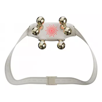 SKG H7 Ultra-E – cabeças de massagem douradas, massagem combinada, massagem por compressão, massagem por amassamento, massagem por vibração, pescoço, ombros, dourado, plástico, botões, bateria