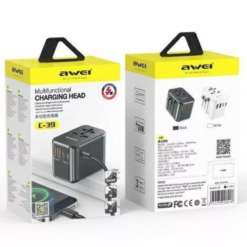 Carregador de viagem GaN 35W 4em1 US/AU/EU/UK C-39