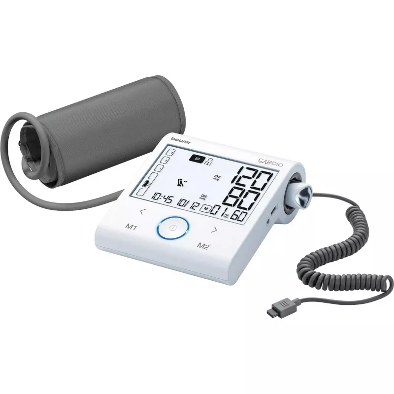 Medidor de tensão arterial de braço Beurer BM 96 Cardio com ECG, branco/cinzento