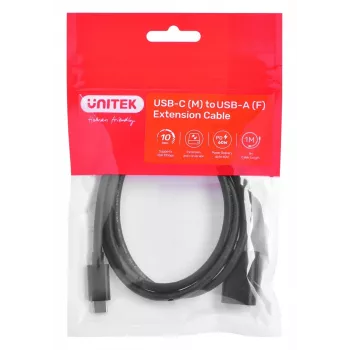 Adaptador de cabo Unitek (C476BK-1M) USB-C (macho) - USB-A (fêmea) 10Gbps 60 W