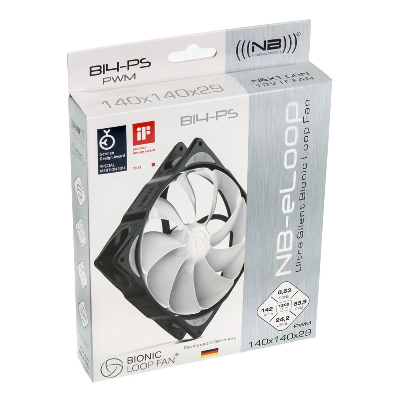 Ventoinha de caixa NoiseBlocker NB-eLoop B14-PS 140mm PWM, modelo ITR-B14-PS