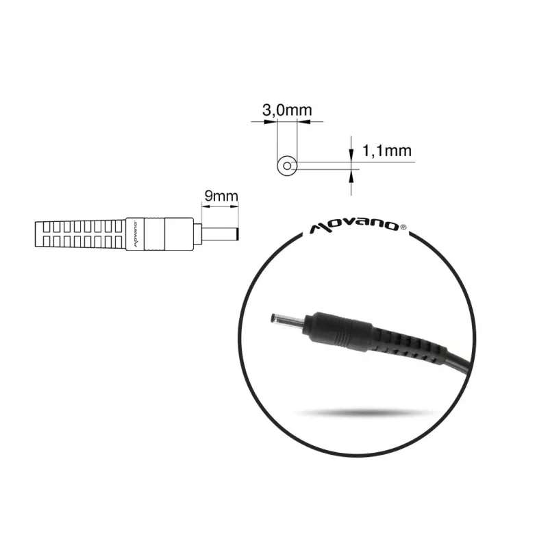 Carregador de portátil MITSU 19V 3,16A (ficha 3,0×1,1 mm) para Samsung