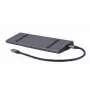 Dock para portátil Gembird A-CM-COMBO9-02 USB 3.2 Gen 1 Type-C, HDMI, VGA, 3×USB-A, Gigabit Ethernet, 87W PD, cinzento