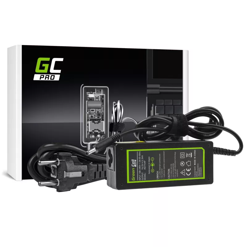 Fonte de alimentação Green Cell AD75AP 65W 19,5V 3,34A para portáteis Dell, interiores, preto